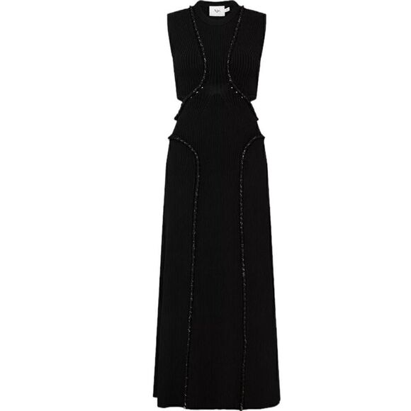 Aje Sculptra Arp Black Cut-Out Midi Dress Size Medium - Picture 3 of 11